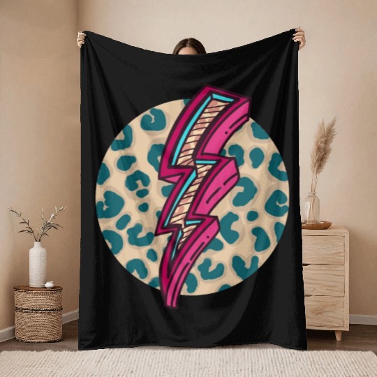 Cheetah Print Lightning Bolt Throw Blankets