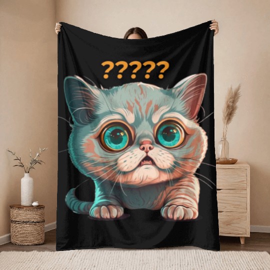 funny cat surprised Throw Blankets