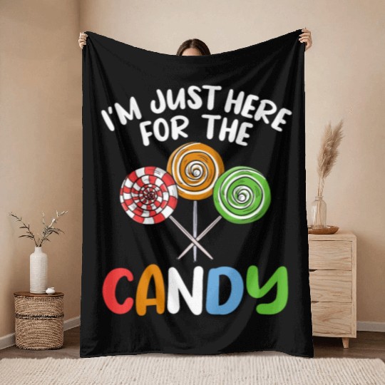 I'm Just Here For The Candy Lollipop Halloween Cos Throw Blankets