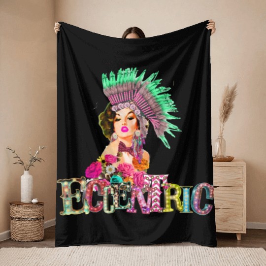 Eccentric Lady Throw Blankets