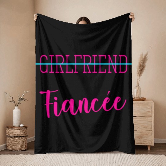 Girlfriend Fiancee Couple Engagement Engaged Throw Blankets
