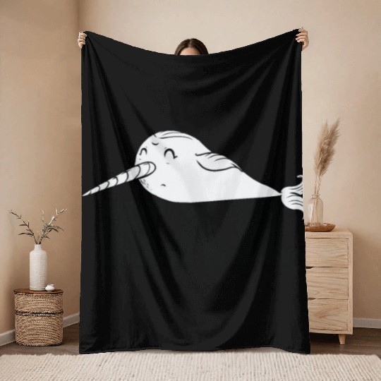 Procrastinating Narwhal Lover Aquatic Animals Throw Blankets
