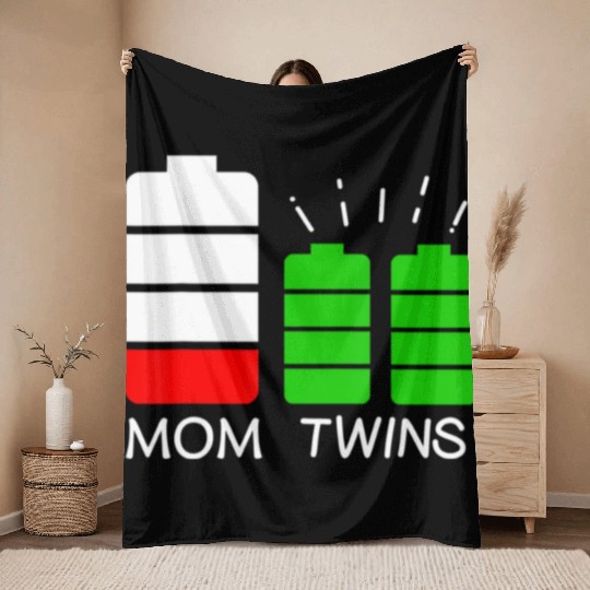 Twin Mom Low Battery Tired Mom Of Twins Throw Blankets