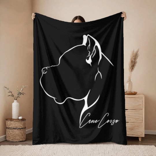 Proud Cane Corso Profile dog mom Throw Blankets