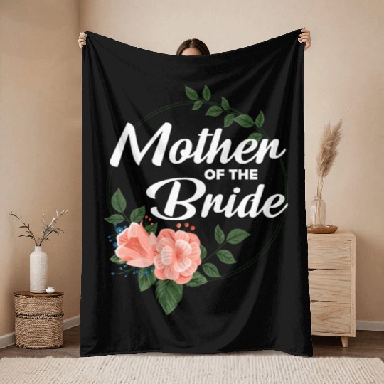 Mother of the Bride Floral Blush Wedding Gift desi Throw Blankets