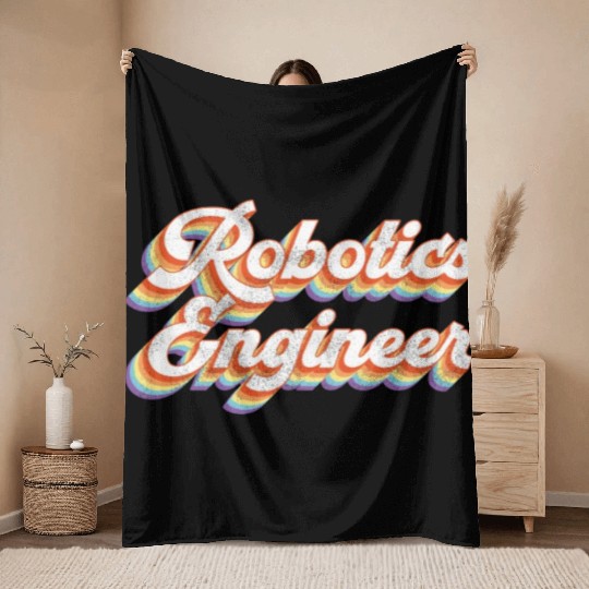 Robot Robotics Engineer Retro Throw Blankets