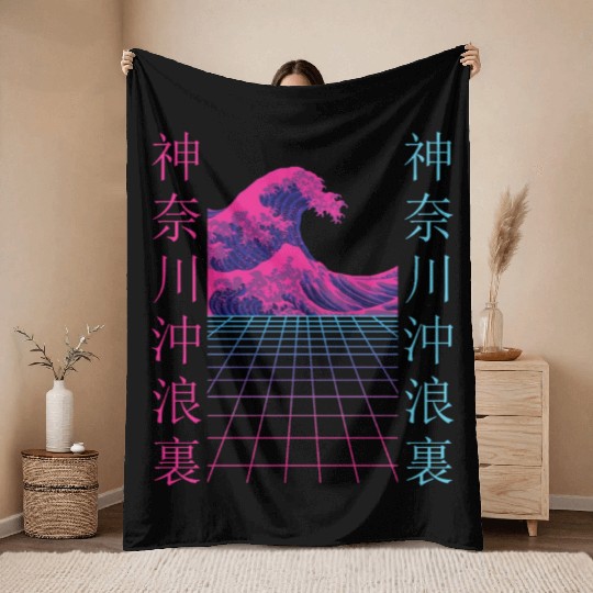 Japanese Retro 80's Vaporwave Japan Streetwear Throw Blankets