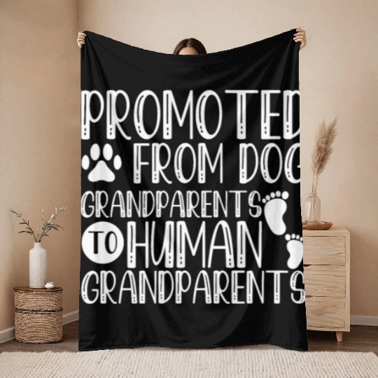 Promoted From Dog Grandparents To Human Grandparen Throw Blankets