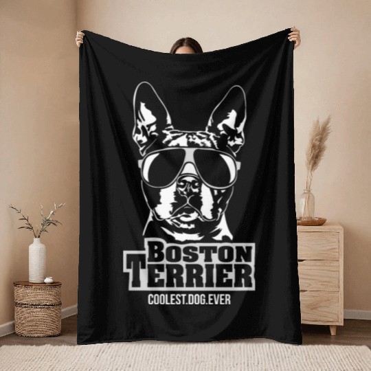 Boston Terrier coolest dog ever dog mom Throw Blankets