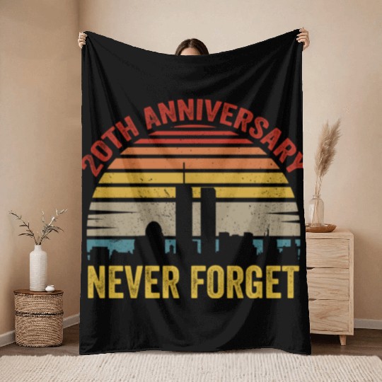 Never Forget 9 11 20th Anniversary Throw Blankets