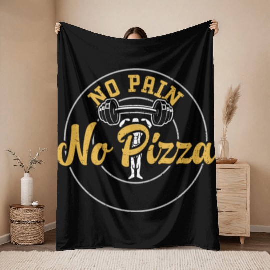 No Pain No Pizza - Gym Throw Blankets