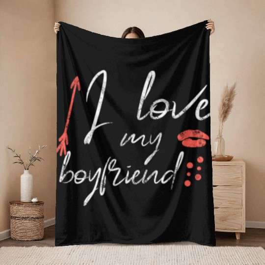 I love my boyfriend Throw Blankets
