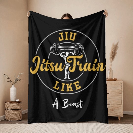 Jiu Jitsu Train Like A Beast - Gym Throw Blankets