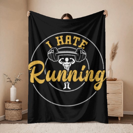 I Hate Running - Gym Throw Blankets