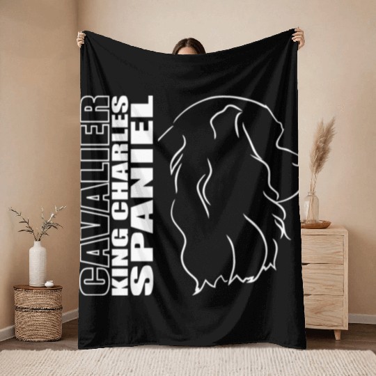 Cavalier King Charles Spaniel Profile dog mom Throw Blankets