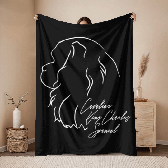 Cavalier King Charles Spaniel Profile dog mom Throw Blankets