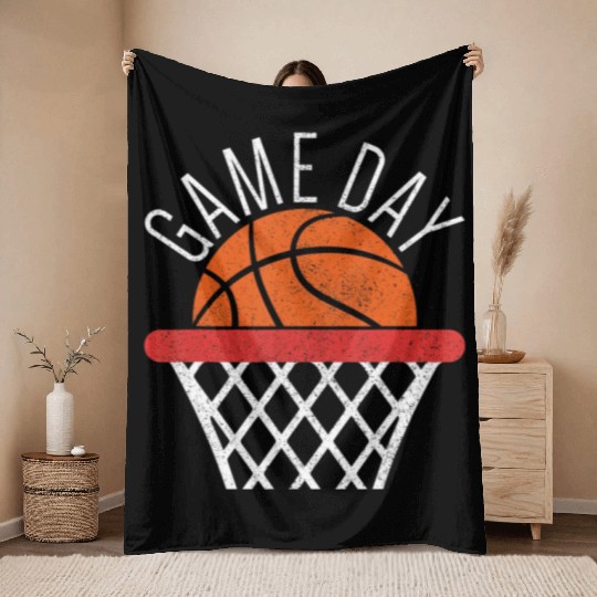Game Day Basketball Lover Basketball Player Throw Blankets