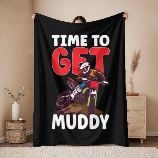 Dirt Bike Dirt Bike Riding Motocross Dirt Biking Throw Blankets