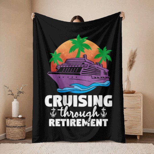 Cruising Through Retirement Throw Blankets