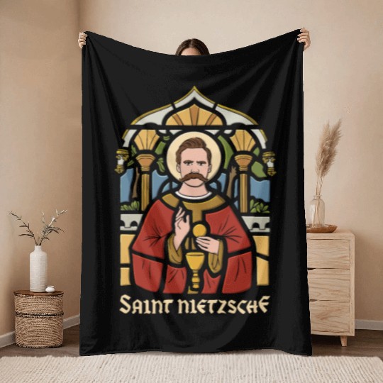 Saint Nietzsche Design for a Philosophy Student Throw Blankets