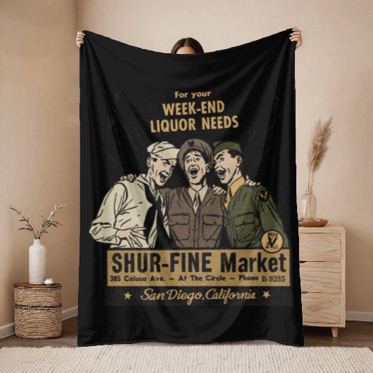Vintage San Diego Liquor Store Throw Blankets
