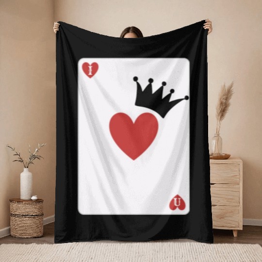 love you on playing card Throw Blankets