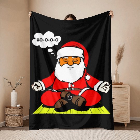 Santa Do Yoga Throw Blankets