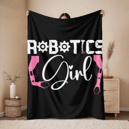 Robot Robotics Engineer Female Throw Blankets
