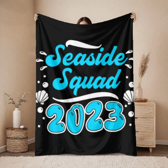 Seaside Squad 2023 Vacation Friends Spring Break Throw Blankets