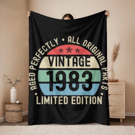 40th Birthday Vintage 1983 Throw Blankets