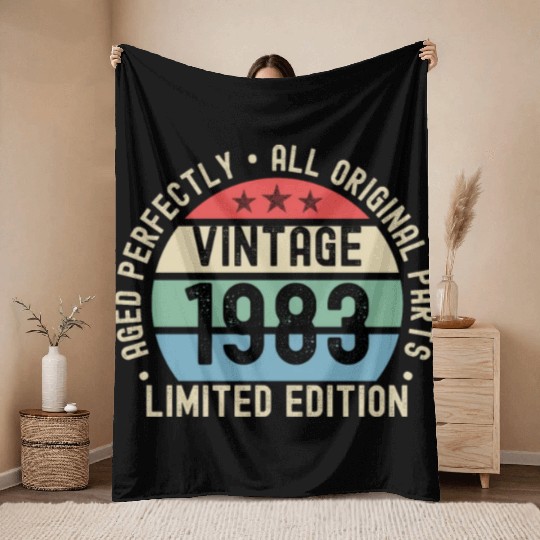 40th Birthday Vintage 1983 Throw Blankets