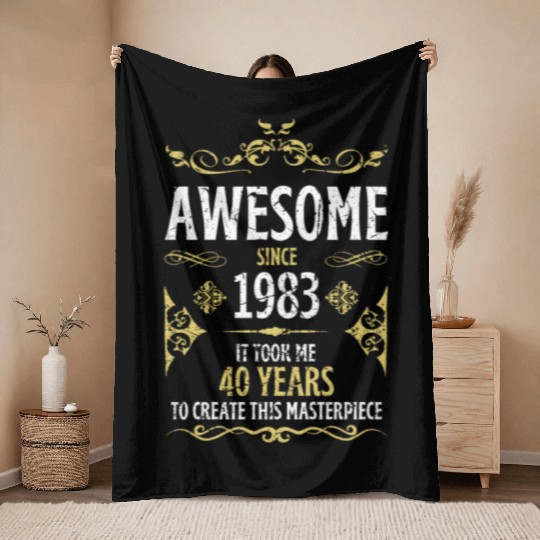 40th Birthday Vintage 1983 Throw Blankets