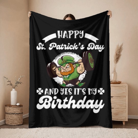 Birthday on St. Patrick's Day Throw Blankets