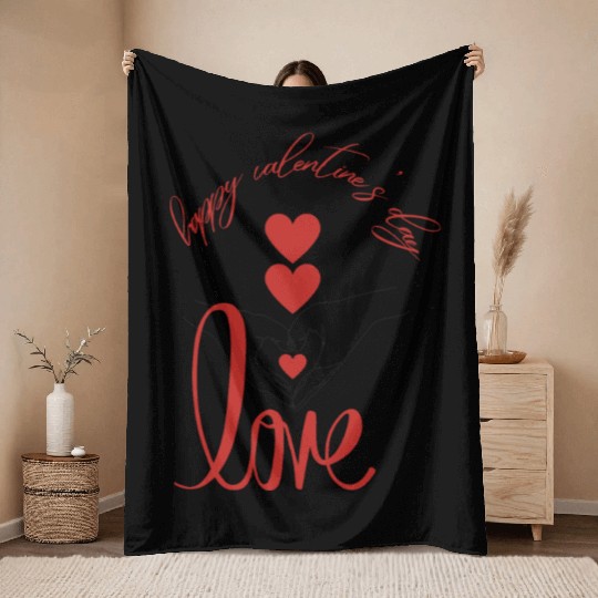 Happy Valentine's Day - Love- Hearts & hands Throw Blankets