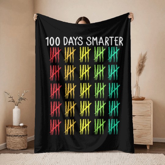 100 Days Of School Smarter Throw Blankets