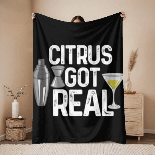 Citrus got real bartender Throw Blankets