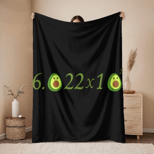Funny Avocado Avogadro' Number Throw Blankets