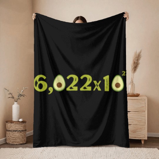 Funny Avocado Avogadro' Number Throw Blankets