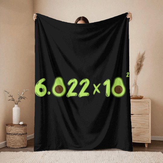 Funny Avocado Avogadro' Number Throw Blankets