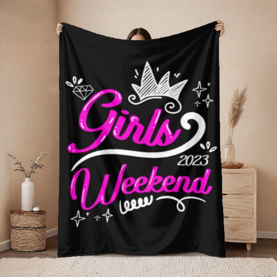 Girls Weekend Vacation Girls Trip Spring Break Throw Blankets