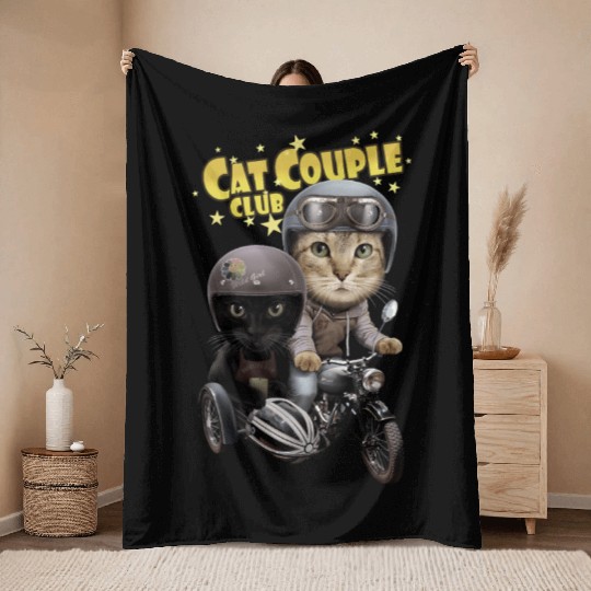 CAT COUPLE CLUB Throw Blankets