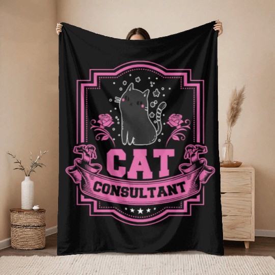 Cat Consultant Crazy Cat Lover Throw Blankets