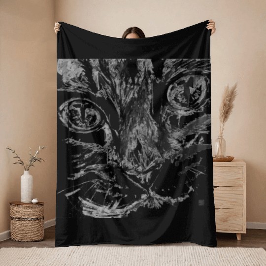 cat face Throw Blankets
