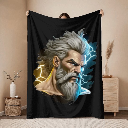 The sticker could feature the silhouette of Zeus Throw Blankets