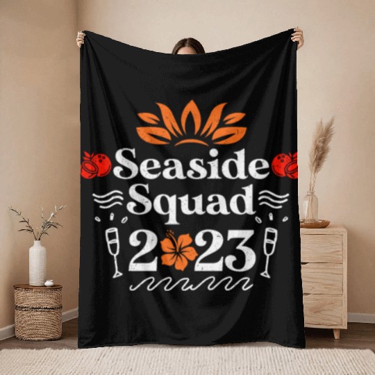 Seaside Squad 2023 Summer Vacation Spring Break Throw Blankets