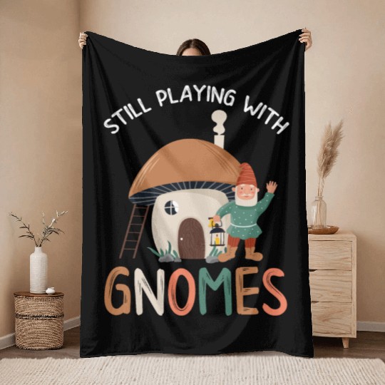 Gnomes - Gnome Collecting - Gnome Collector Throw Blankets