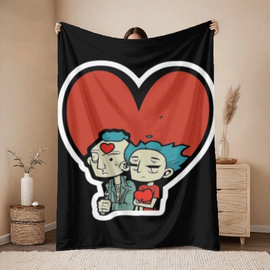 Old Couple In Valentine’s Day Throw Blankets