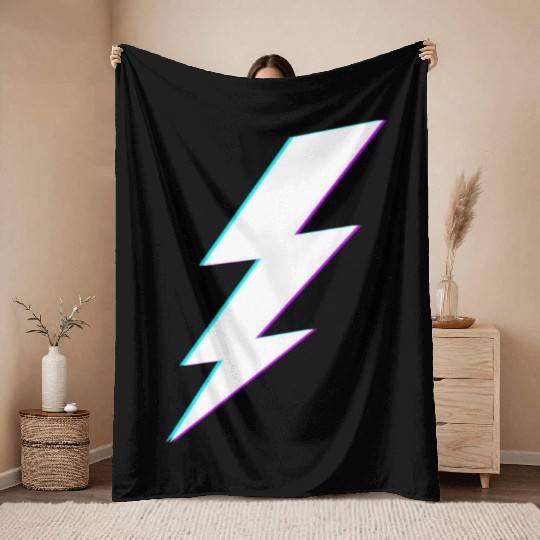 Lightning Bolt Vaporwave Storm Lightning Throw Blankets