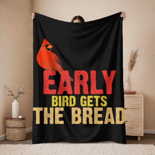 Early Bird Gets The Bread Apparel Bird Lover Throw Blankets