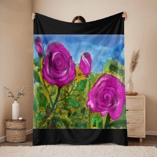 Hand Painted Roses Throw Blankets Throw Blankets Mugs Tote Bags